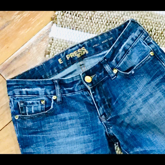 Express vintage denim jeans gold pocket boot cut -size 0 - fits like siz… - Picture 7 of 11
